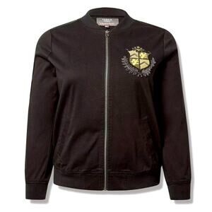 2X | 18/20 | Beaded Embellished Stretch Twill Zip-up Bomber Jacket | NWT